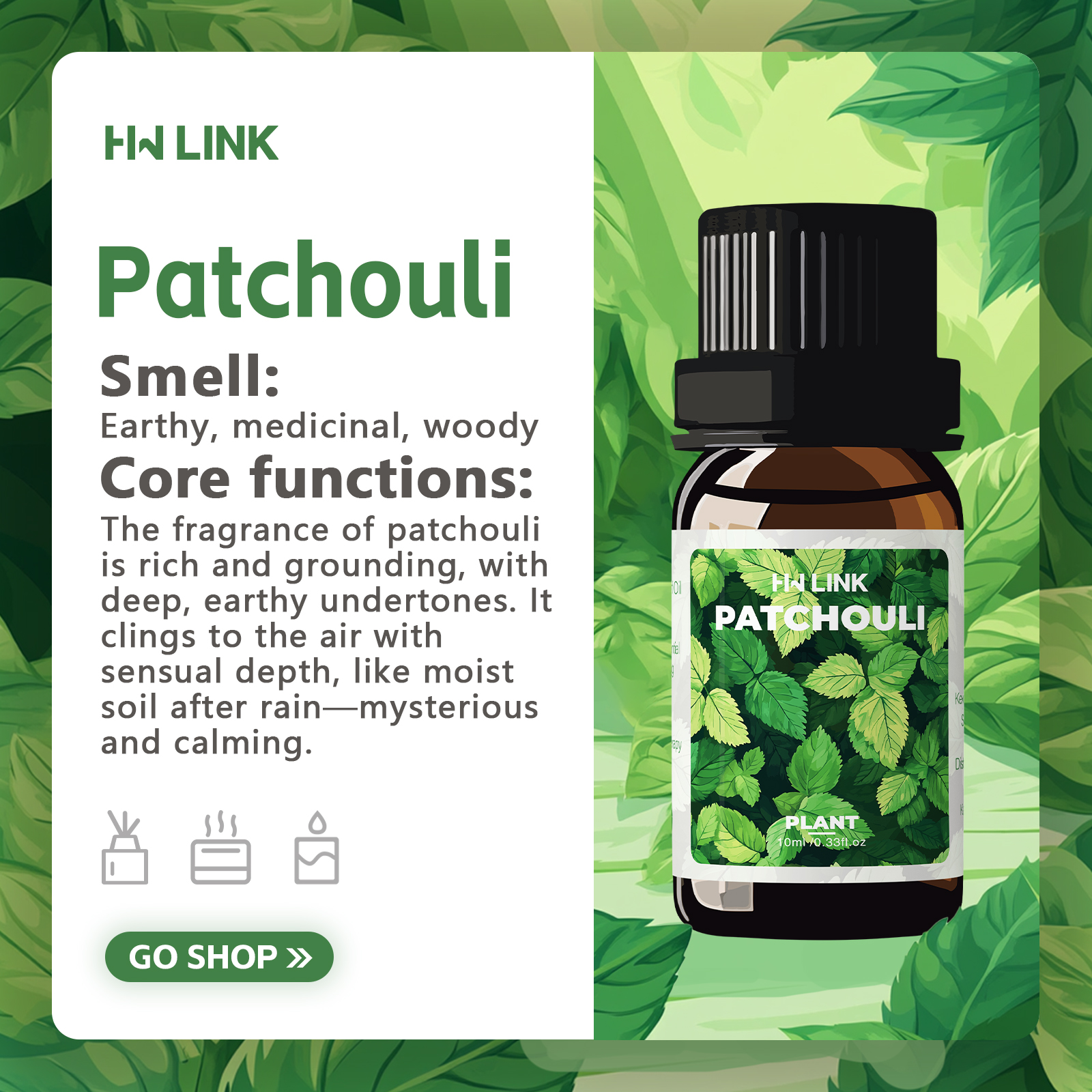 10ml Patchouli Essential Oils  - Home Fragrance Diffuser recension och pris