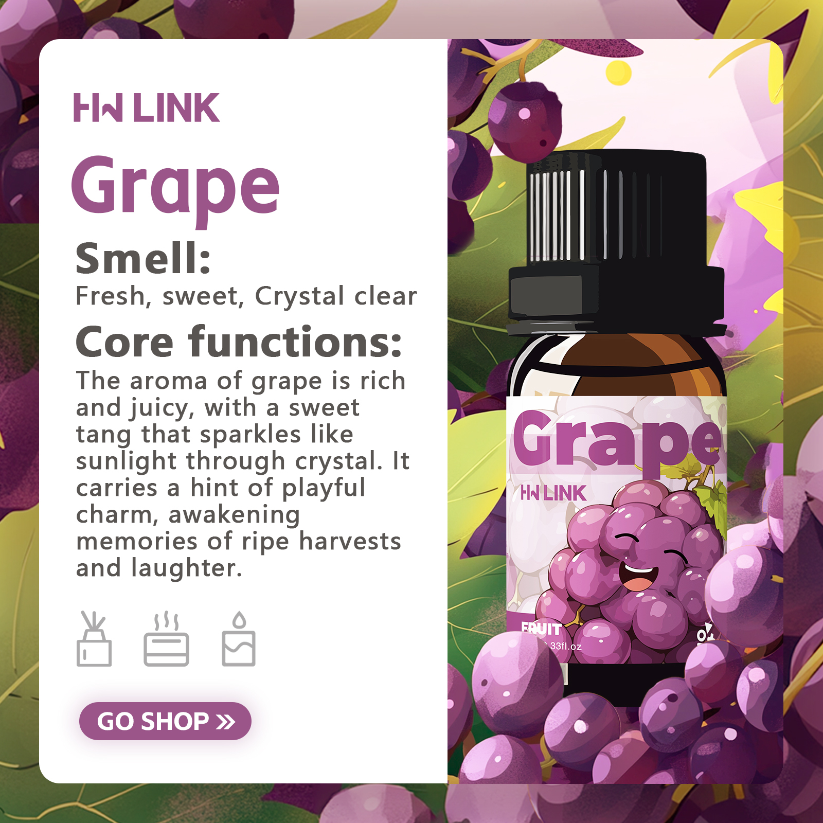Grape Essential Oil 10ml Perfu - Home Fragrance Diffuser recension och pris
